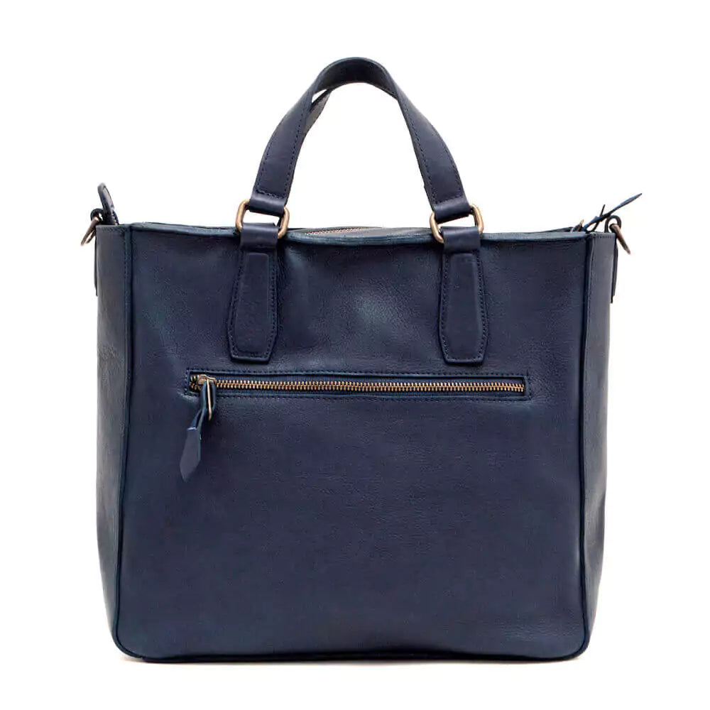 Ellington Leather Market Tote with Zippered Pouch