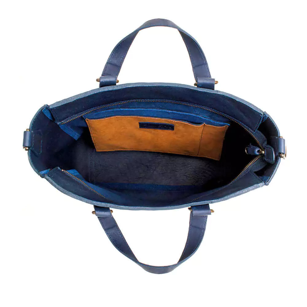 Ellington Leather Market Tote with Zippered Pouch