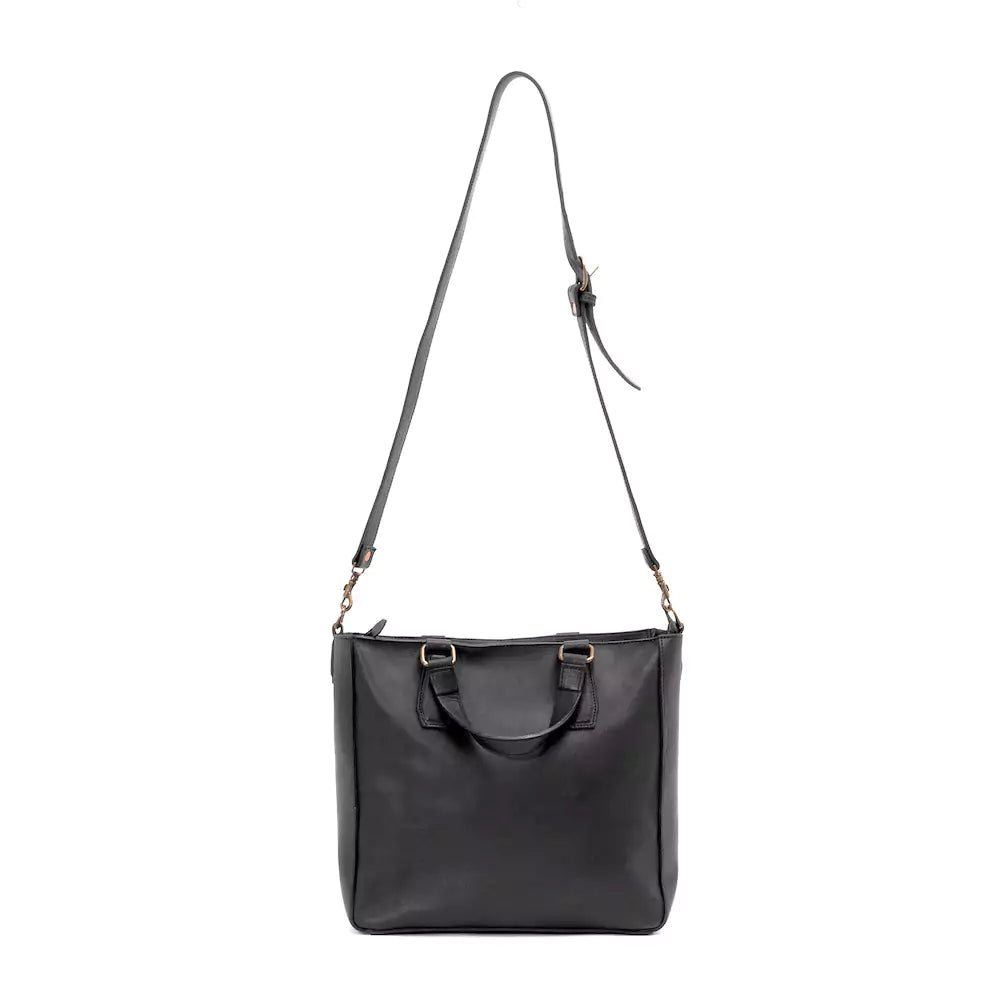 Ellington Leather Market Tote with Zippered Pouch