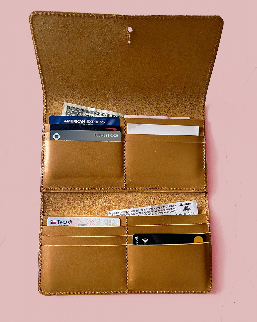 Fold Over Leather Wallet