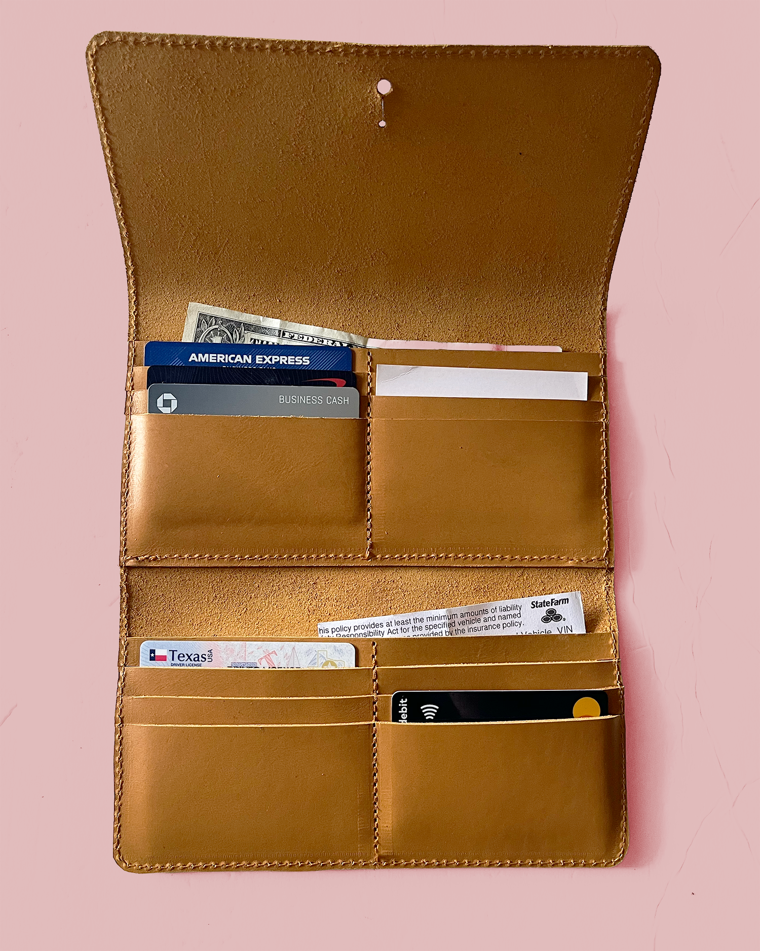 Fold Over Leather Wallet