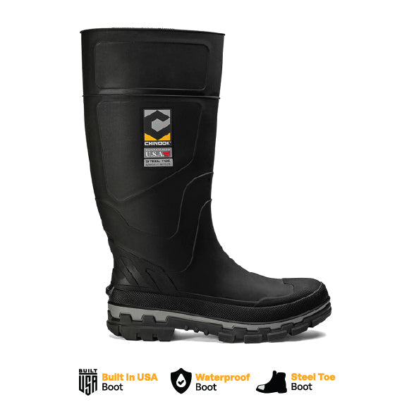 Kickaxe 15" Steel Toe Waterproof Rubber Boot – Black/Grey