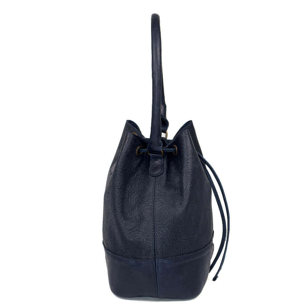 Tooled Leather Bucket Bag