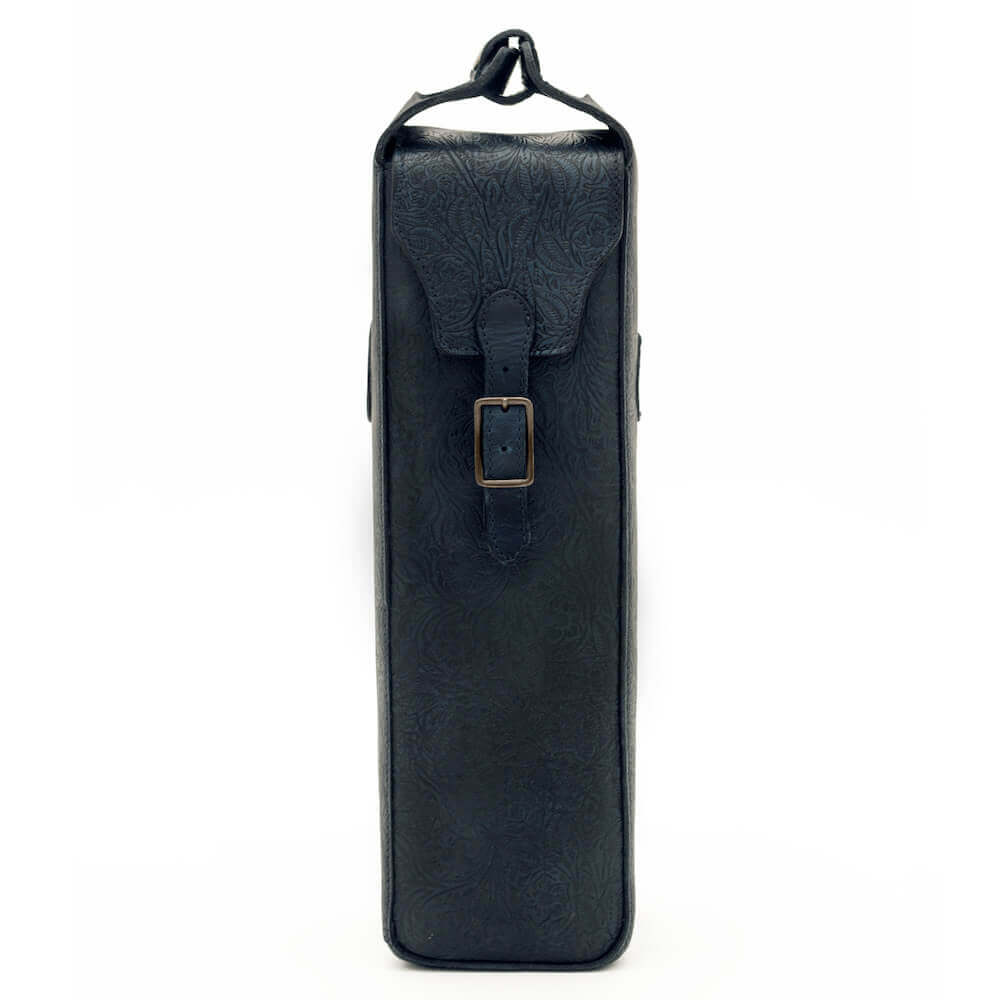 Tooled Leather Single Bottle Wine Carrier