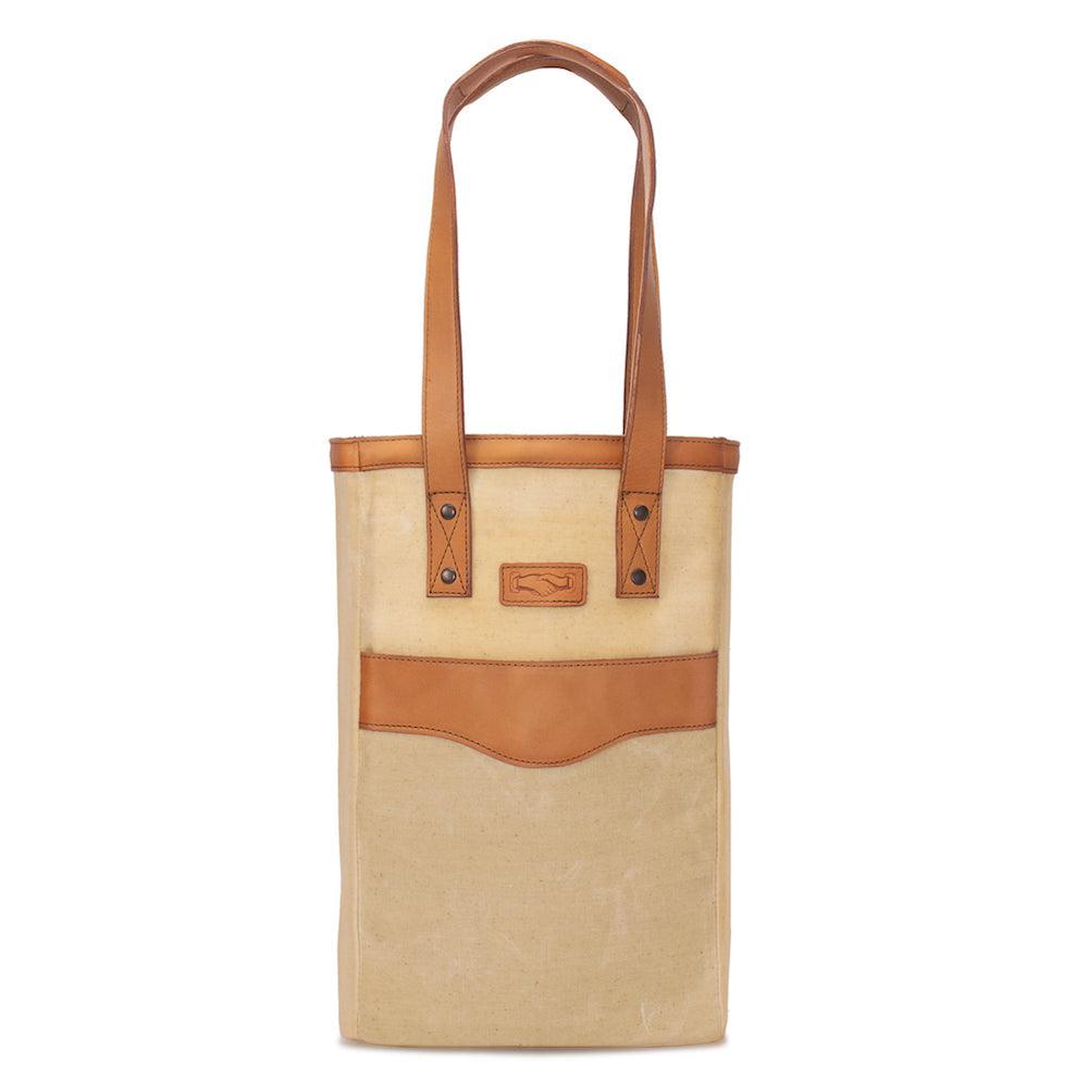 Campaign Waxed Canvas Two Bottle Wine Tote