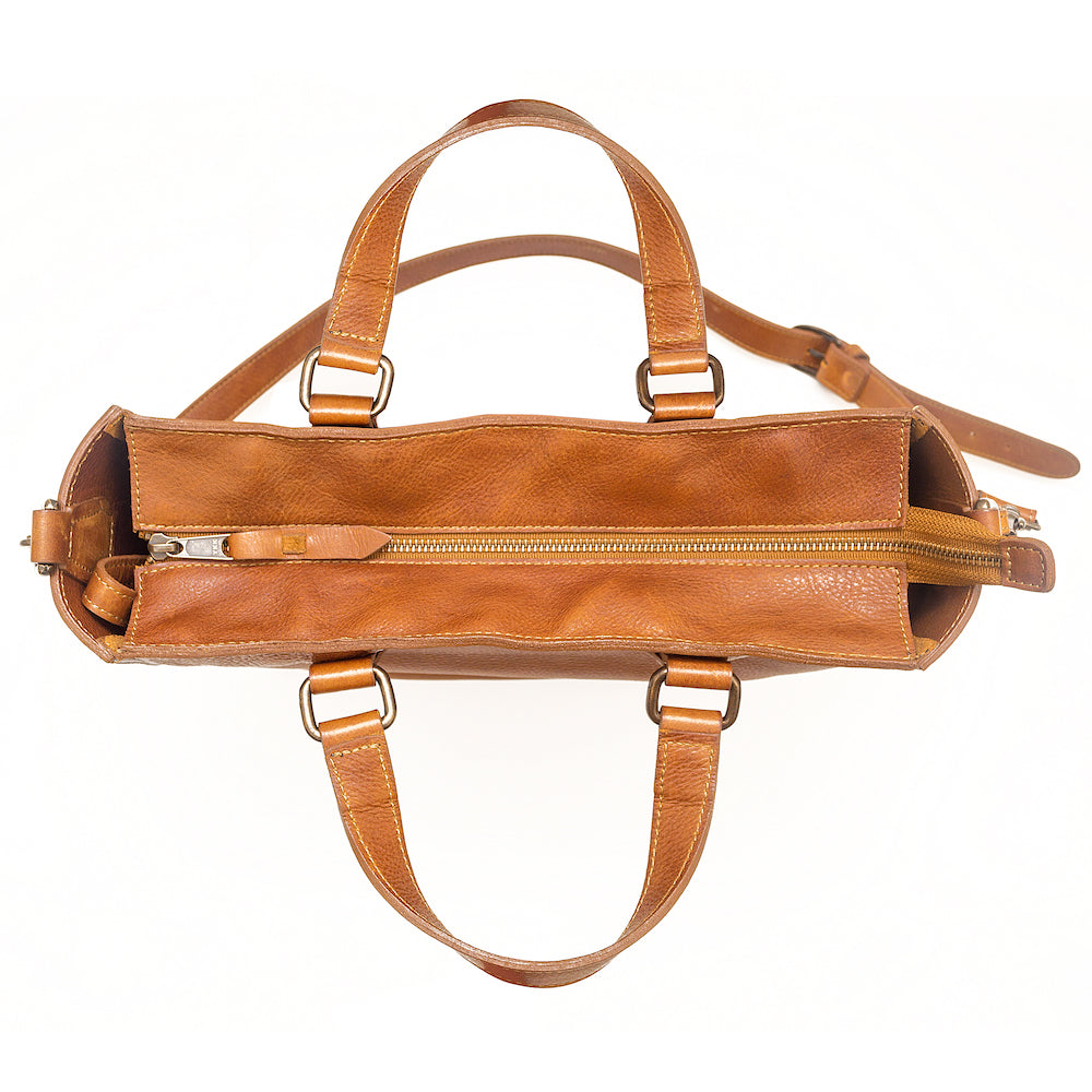 Ellington Leather Market Tote with Zippered Pouch