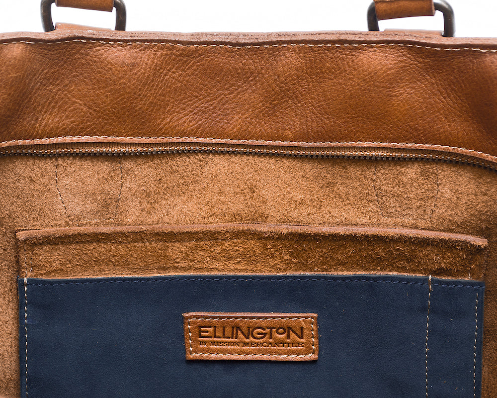 Ellington Leather Market Tote with Zippered Pouch
