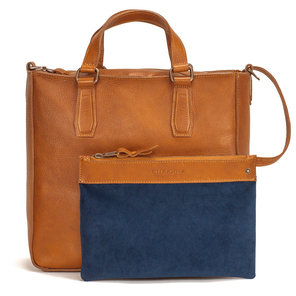 Ellington Leather Market Tote with Zippered Pouch