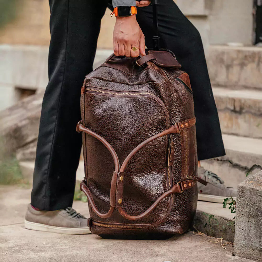 Theodore Leather Wheeled Carry-On Duffle Bag