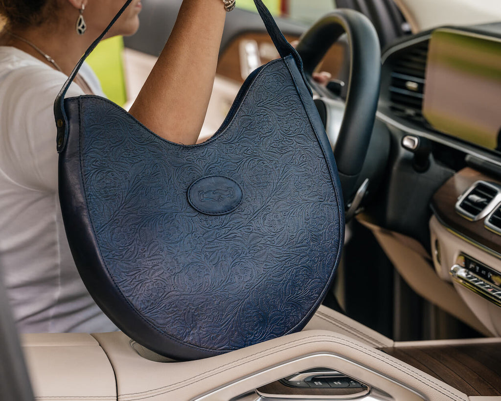 Tooled Leather Hobo Bag