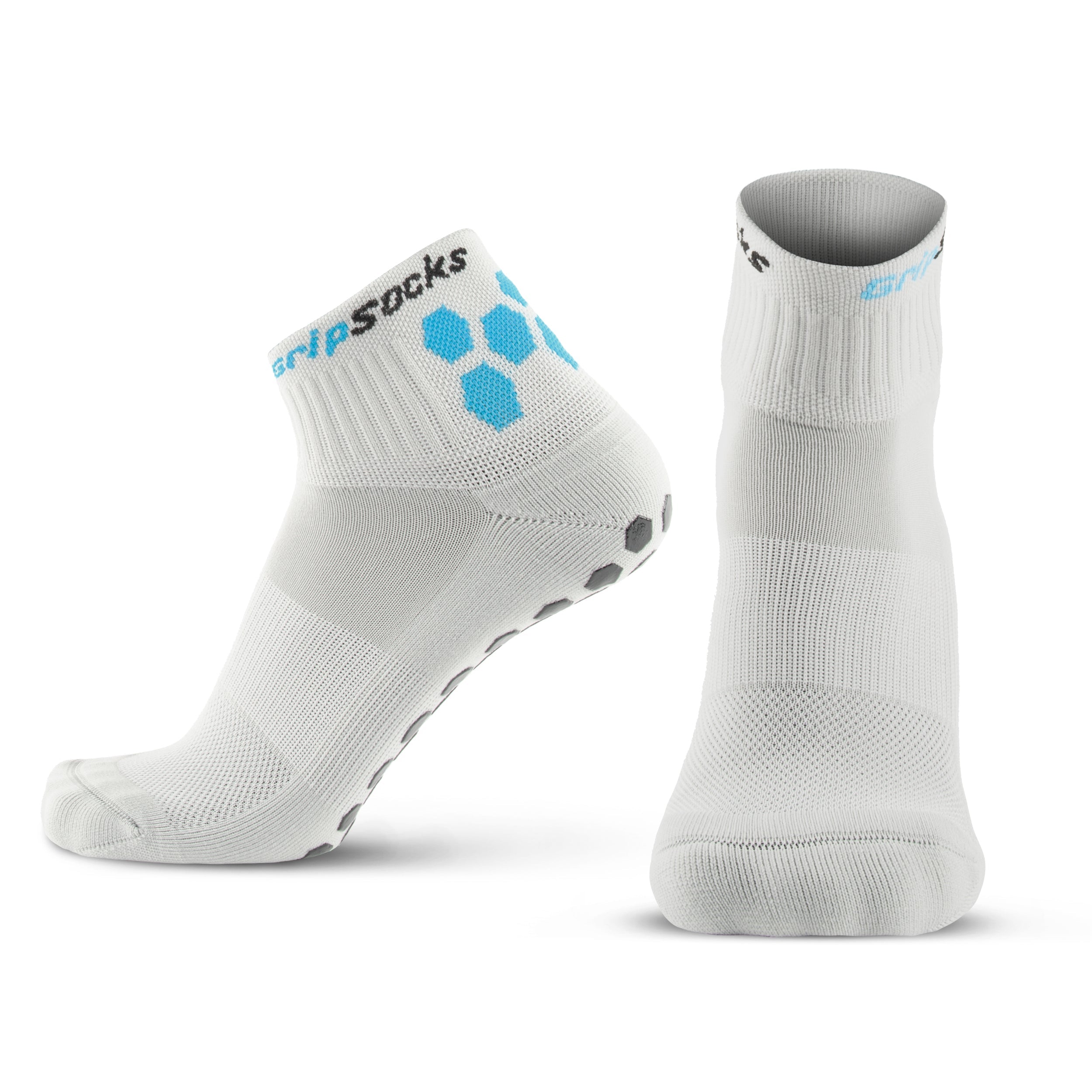 Athletic Socks with Grips - 1/4 Crew - Gray