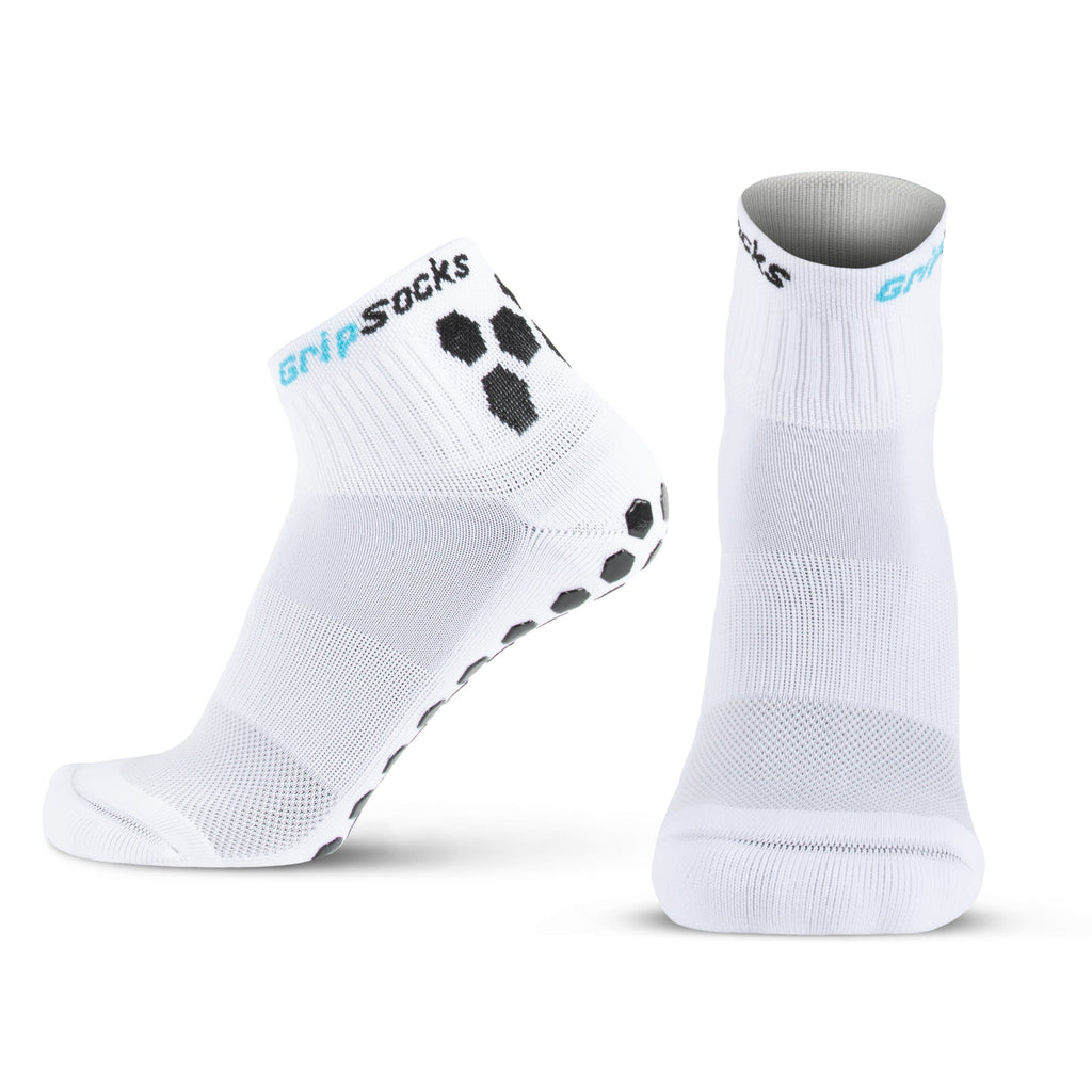 GripSocks for Tennis - 1/4 Crew Height - White