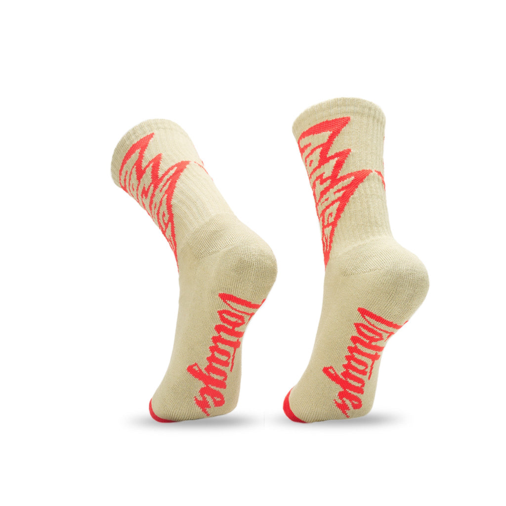 Bunney Bolt Tan Lucky Cotton Crew Socks