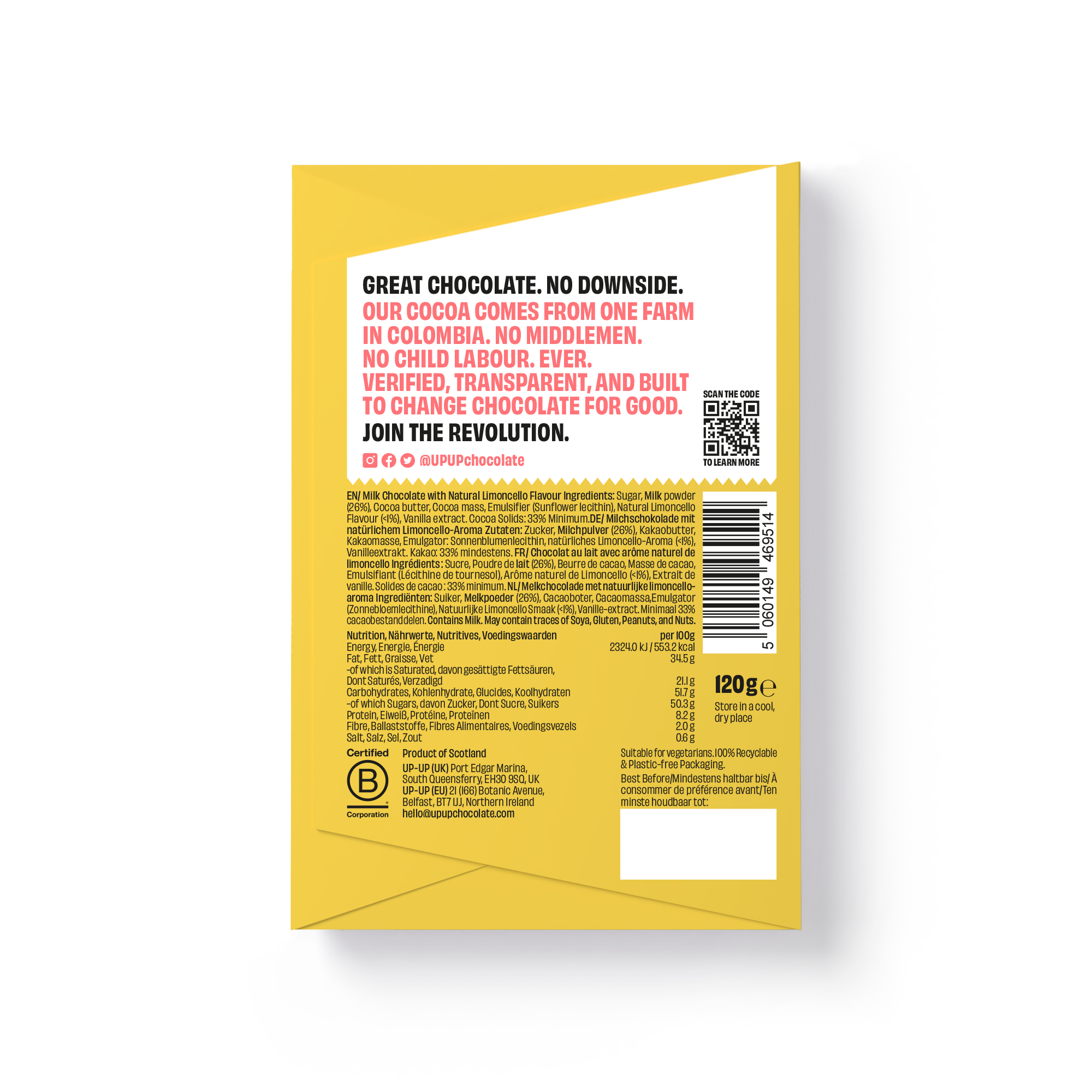 Limoncello Milk Chocolate Bar 120G/4.2OZ