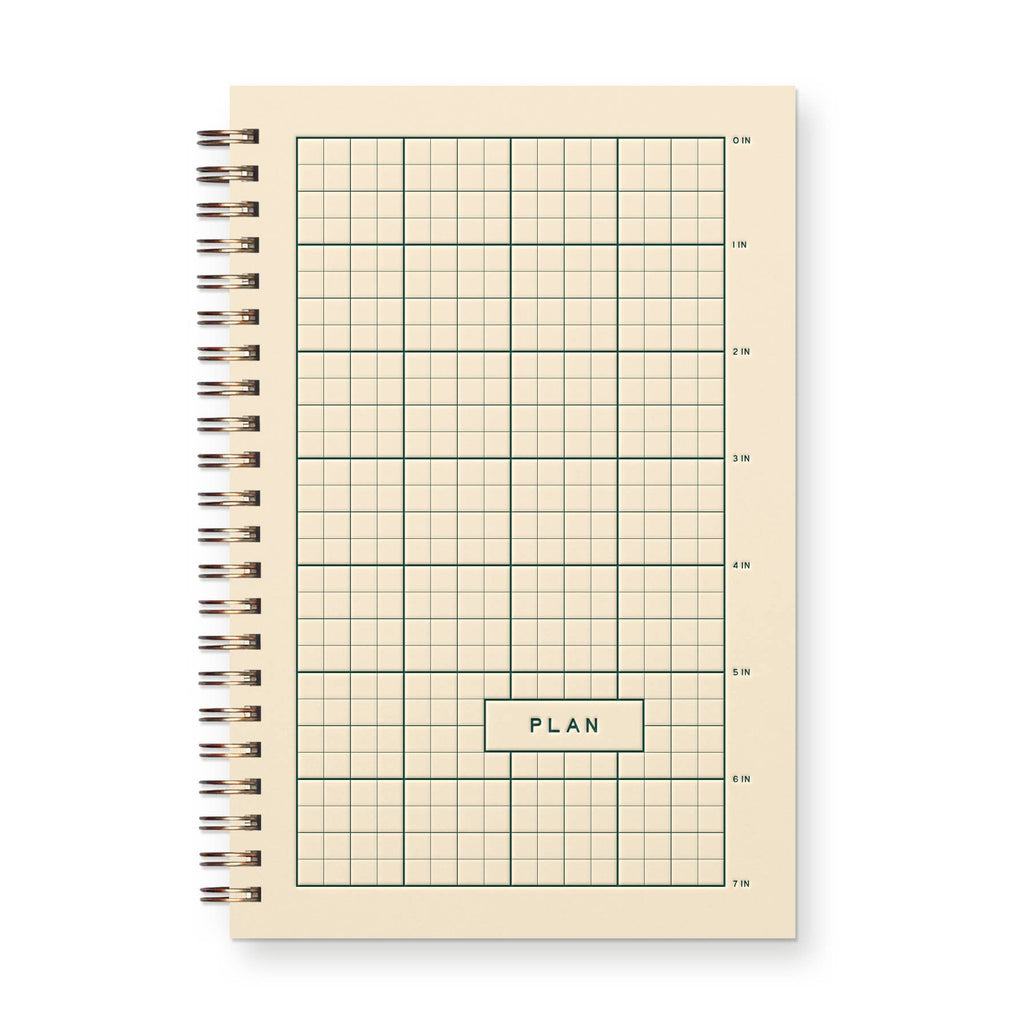 Ruler Grid Undated Weekly Planner Journal: French Vanilla | Dark Green Ink